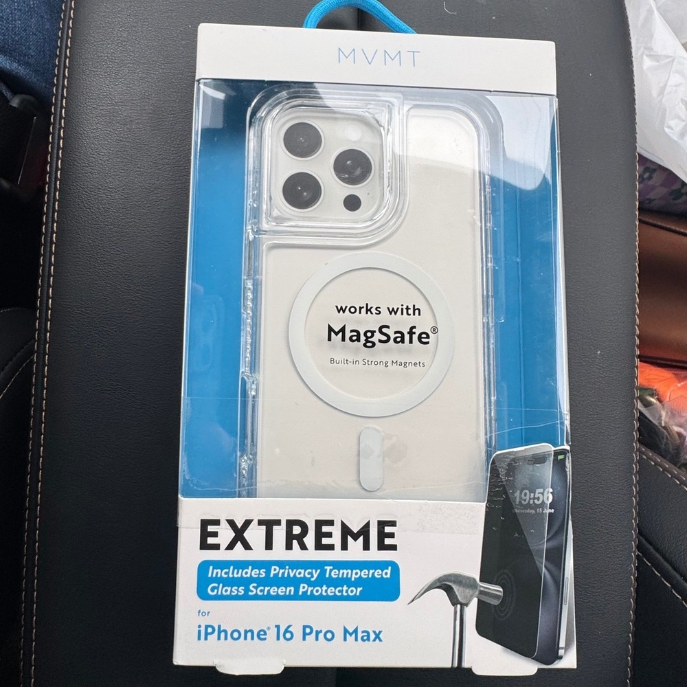 MVMT Extreme iPhone 16 Pro Max Clear Case & Privacy Screen Protector Bundle NEW